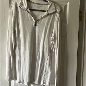 Calvin Klein Jeans Tan Fitted Zippered Polo Sweatshirt